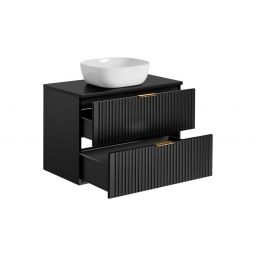 Zestaw Comad Adel Black szafka 80 cm z blatem i umywalką czarny/biały (ADELBLACK8280B2S, ADELBLACK8980B, UM6252SMILE40DP)