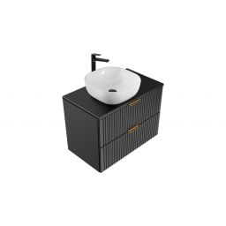 Zestaw Comad Adel Black szafka 80 cm z blatem i umywalką czarny/biały (ADELBLACK8280B2S, ADELBLACK8980B, UM6252SMILE40DP)