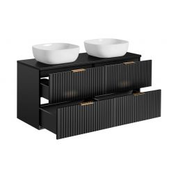 Zestaw Comad Adel Black szafka 120 cm z blatem i umywalkami Smile czarny/biały (ADELBLACK8260B2S, ADELBLACK89120B, UM6252SMILE40DP)