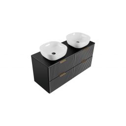Zestaw Comad Adel Black szafka 120 cm z blatem i umywalkami Smile czarny/biały (ADELBLACK8260B2S, ADELBLACK89120B, UM6252SMILE40DP)