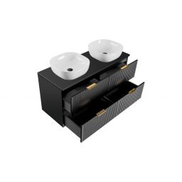 Zestaw Comad Adel Black szafka 120 cm z blatem i umywalkami Smile czarny/biały (ADELBLACK8260B2S, ADELBLACK89120B, UM6252SMILE40DP)