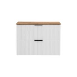 Zestaw Comad Adel White szafka 80 cm podumywalkowa wisząca z blatem biały/dąb SET -ADW B 80 CM