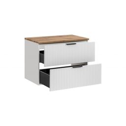 Zestaw Comad Adel White szafka 80 cm podumywalkowa wisząca z blatem biały/dąb SET -ADW B 80 CM