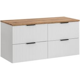 Zestaw Comad Adel White szafka 120 cm podumywalkowa wisząca z blatem biały/dąb SET -ADW B 120 CM