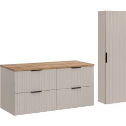 Zestaw Comad Adel Cashmere szafki 60 cm i 60 cm wiszące z blatem meblowym 120 cm i boczna wysoka kaszmir SET-ADC B WOTAN 120CM HC