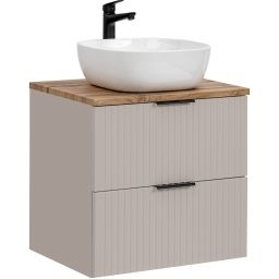 Zestaw Comad Adel Cashmere szafka z blatem 60 cm wisząca kaszmir/dąb z umywalką Smile 41x41 cm biały połysk SET-ADC B WOTAN 60CM SMILE 40