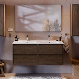 Zestaw Comad Viola Villa szafka 120 cm podumywalkowa wisząca z umywalką Lava orzech villa SET-VOV 120CM LAVA