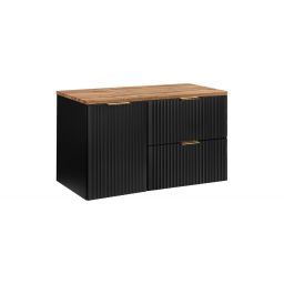 Zestaw Comad Adel Black szafki 60 cm i 40 cm wiszące czarny mat z blatem meblowym 100 cm dąb SET-ADB B WOTAN 100CM LB