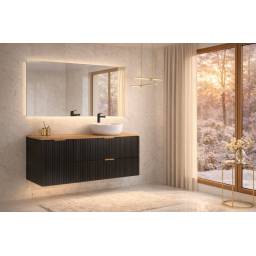 Zestaw Comad Adel Black szafki 80 cm i 40 cm wiszące czarny mat z blatem meblowym 120 cm dąb SET-ADB B WOTAN 120CM LB