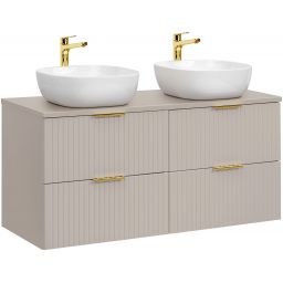 Zestaw Comad Adel Cashmere szafki 60 cm i 60 cm wiszące z blatem meblowym 120 cm kaszmir i umywalki Smile biały połysk SET-ADC B CASHMERE 120CM SMILE 40