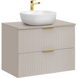 Zestaw Comad Adel Cashmere szafka z blatem 80 cm wisząca kaszmir i umywalka Smile biały połysk SET-ADC B CASHMERE 80CM SMILE 40