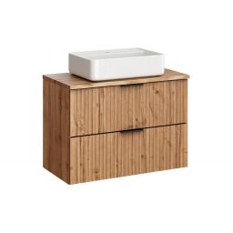 Zestaw Comad Adel Oak szafka 80 cm podumywalkowa wisząca z blatem i umywalką Magic 2 dąb/biały SET-ADO B NAT WOTAN 80CM UN MAGIC