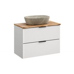 Zestaw Comad Adel White szafka 80 cm podumywalkowa wisząca z blatem i umywalką Anna biały/dąb/beż SET-ADW B NAT WOTAN 80CM UN ANNA