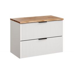 Zestaw Comad Adel White szafka 80 cm podumywalkowa wisząca z blatem biała/dąb SET-ADW B NAT WOTAN 80CM