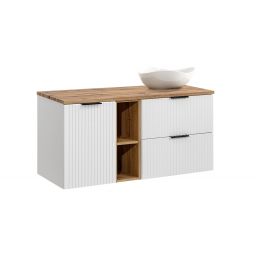 Zestaw Comad Adel White/Oak szafki 60 cm, 20 cm i 40 cm z blatem meblowym 120 cm i umywalka Cloud Free 51x39 cm biały/dąb SET-ADW B WOTAN 120CM UN CLOUD LB