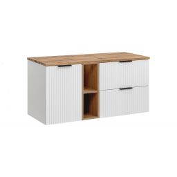 Zestaw Comad Adel White/Oak szafki 80 cm, 40 cm i 20 cm biały mat z blatem meblowym 140 cm dąb Wotan SET-ADW B WOTAN 140CM LB