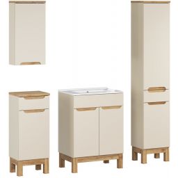 Comad Bali Cashmere zestaw meblowy 60 cm szafka stojąca z umywalką Lava i szafki boczne stojące/wisząca kaszmir/biały SET-BAC 60CM LAVA HC LC