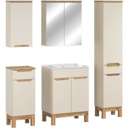 Comad Bali Cashmere zestaw meblowy 60 cm szafka stojąca z umywalką Lava i szafki boczne stojące/wiszące/lustrzana kaszmir/biały SET-BAC 60CM LAVA HC MC