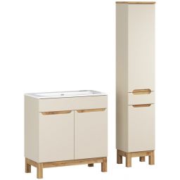 Comad Bali Cashmere zestaw meblowy 80 cm szafka stojąca z umywalką Sky i szafka wysoka boczna kaszmir/biały SET-BAC 80CM SKY HC