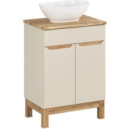 Comad Bali Cashmere zestaw meblowy 60 cm szafka stojąca z blatem i umywalka Lola kaszmir/dąb/biały SET-BAC B NAT WOTAN 60CM UN LOLA