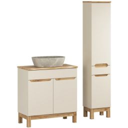Comad Bali Cashmere zestaw meblowy 60 cm szafka stojąca z umywalką Anna i szafka wysoka boczna kaszmir/dąb/kamień SET-BAC B NAT WOTAN 80CM UN ANNA HC