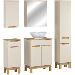 Comad Bali Cashmere zestaw meblowy 60 cm szafka stojąca z umywalką Pati i szafki boczne stojące/wiszące/lustrzana kaszmir/biały SET-BAC B WOTAN 60CM UN PATI HC MC