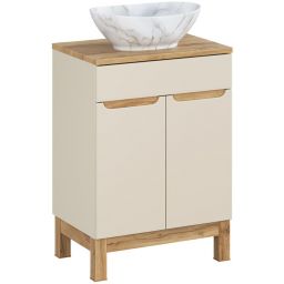 Comad Bali Cashmere zestaw meblowy 60 cm szafka stojąca z blatem i umywalka Pati kaszmir/dąb/biały SET-BAC B WOTAN 60CM UN PATI
