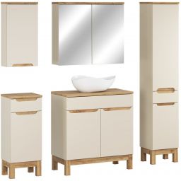 Comad Bali Cashmere zestaw meblowy 80 cm szafka stojąca z umywalką Cloud i szafki boczne stojące/wiszące/lustrzana kaszmir/biały SET-BAC B WOTAN 80CM UN CLOUD HC MC