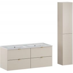 Zestaw Comad Dalia Cashmere szafki 60+60 cm podumywalkowe z umywalką Lava i dwie szafki boczne kaszmir/biały SET-DC 120CM UM. LAVA HC