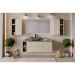 Zestaw Comad Dalia Cashmere dwie szafki boczne górne wiszące i dwa regały boczne kaszmir/dąb SET-DC 2SP 2UR