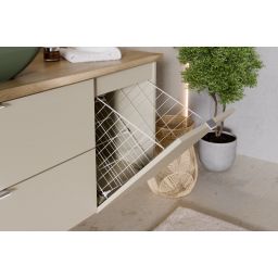 Zestaw Comad Dalia Cashmere szafka 80 cm podumywalkowa i szafka 40 cm boczna cargo z blatem 120 cm i umywalka Lena kaszmir/dąb/biały SET-DC B CREMONA 120CM UN LENA LB