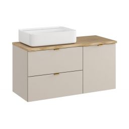 Zestaw Comad Dalia Cashmere szafka 60 cm wisząca i szafka 40 cm cargo z blatem 100 cm i umywalka Magic 2 dąb/kaszmir/biały SET-DC B NAT CREMONA 100CM UN MAGIC LB