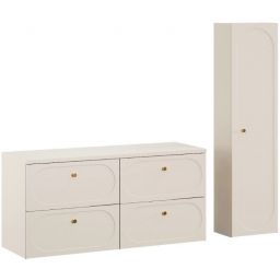 Zestaw Comad Donna Sand dwie szafki 60 cm z blatem 121 cm i szafką boczną wysoką beż piaskowy SET-DS B SAND 120CM HC