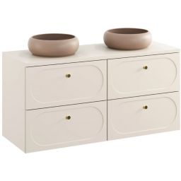 Zestaw Comad Donna Sand dwie szafki podumywalkowe 60 cm z blatem 121 cm i dwiema umywalkami beż piaskowy SET-DS B SAND 120CM UN WIKI MC