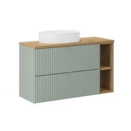Zestaw Comad Line Reed Green/Oak szafki 80 cm i 20 cm z blatem meblowym 100 cm zielona/dąb i umywalka Beyond 48x32,5 cm biała SET-LRG B OAK 100CM UN BEYOND WH LR