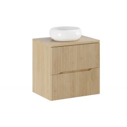 Zestaw Comad Nordic Cremona szafka 60 cm z blatem wisząca dąb i umywalka nablatowa Wiki 36 cm biała SET-NC B CREMONA 60CM UN WIKI SW