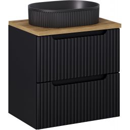 Comad Nova Black szafka 60 cm podumywalkowa wisząca z umywalką czarna SET-NOB B OAK 60CM S UN BEYOND 5 BM