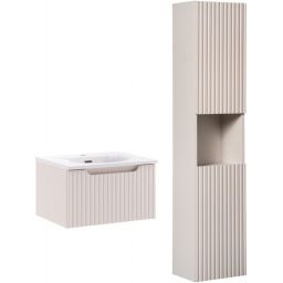 Zestaw Comad Nova Cashmere szafka 50 cm podumywalkowa wisząca z umywalką meblową Sky i szafką wysoka 140 cm boczna kaszmir SET-NOC 50CM 1S SKY 3 HC