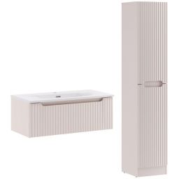 Zestaw Comad Nova Cashmere szafka 80 cm podumywalkowa wisząca z umywalką meblową Sky i szafka wysoką 180 cm kaszmir SET-NOC 80CM 1S SKY 3 HCLB