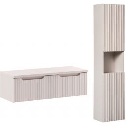 Zestaw Comad Nova Cashmere szafki 50 cm podumywalkowe wiszące z blatem i szafką wysoką boczną  SET-NOC B CASHMERE 100CM 1S HC