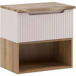 Zestaw Comad Nova Cashmere szafka 60 cm podumywalkowa wisząca z blatem i regałem dolnym kaszmir SET-NOC B OAK 60CM 1S LR