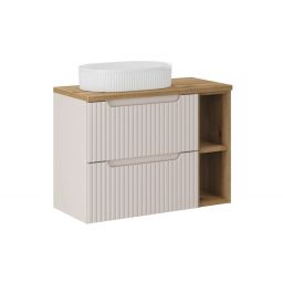 Zestaw Comad Nova Cashmere szafki 60 cm i 20 cm z blatem meblowym 80 cm kaszmir/dąb i umywalka Beyond 48x32,5 cm biała SET-NOC B OAK 80CM UN BEYOND WH LR