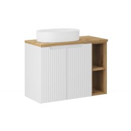 Zestaw Comad Nova White/Oak szafki 60 cm i 20 cm biały/dąb z blatem meblowym 80 cm i umywalka Beyond 48x32,5 cm biała SET-NOW B OAK 80CM UN BEYOND WH LR