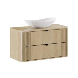 Zestaw Comad Ovalia Cremona szafka z blatem 100 cm wisząca dąb i umywalka nablatowa Lena 61,5x36 cm biały mat SET-OVC B CREMONA 100CM UN LENA MW