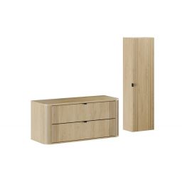 Zestaw Comad Ovalia Cremona szafka z blatem 120 cm wisząca dąb i szafka boczna wysoka SET-OVC B CREMONA 120CM HC