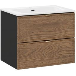 Comad Talia Casella umywalka Sky biała z szafką podumywalkową 60 cm dąb-czarny SET-TC 60CM UM SKY