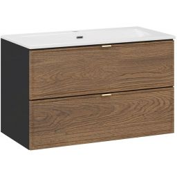 Zestaw Comad Talia Casella umywalka Sky biała z szafką podumywalkową 80 cm dąb-czarny SET-TC 80CM UM SKY