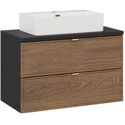 Zestaw Comad Talia Casella umywalka nablatowa Talia biała z szafką podumywalkową 80 cm dąb-czarny SET-TC B BLACK 80CM UN TRUST WH