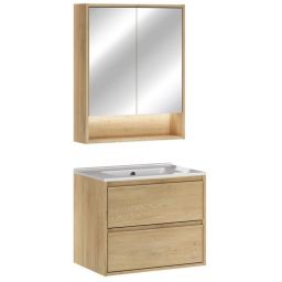 Zestaw Comad Viola Cremona szafka 60 cm podumywalkowa wisząca z umywalką Lava i szafką z lustrem dąb cremona SET-VOC 60CM LAVA MC