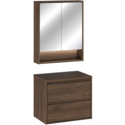 Zestaw Comad Viola Villa szafka 60 cm podumywalkowa wisząca z blatem i szafką z lustrem orzech villa SET-VOV B VILLA 60CM MC